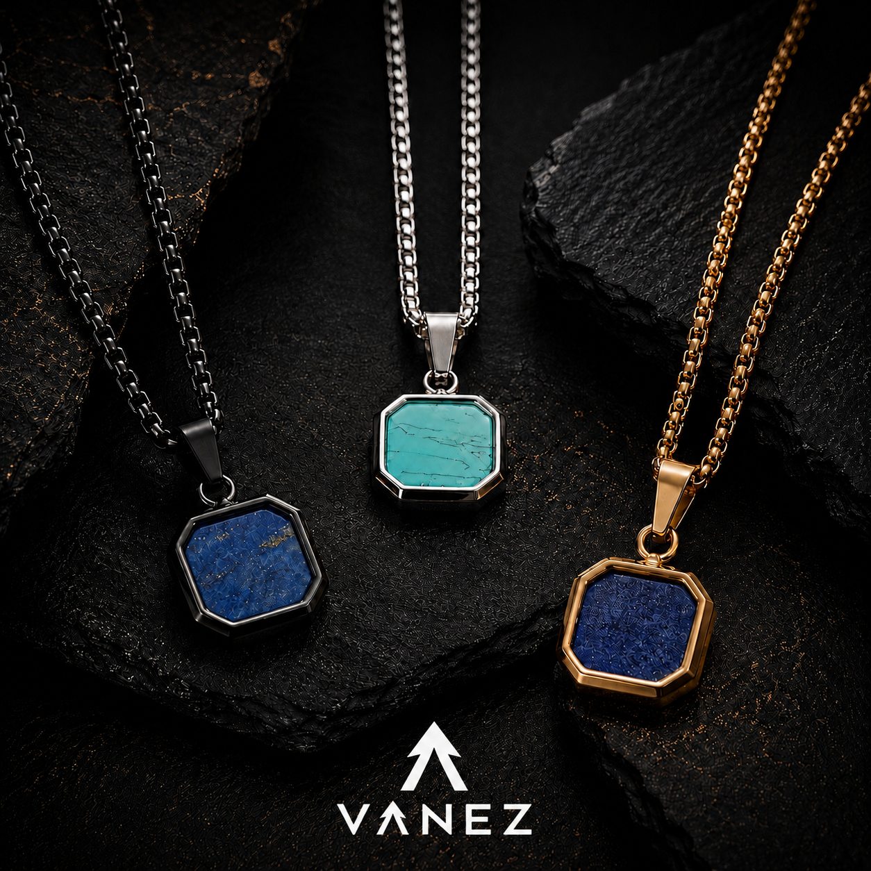 VANEZ Gem Stone Pendant Chains