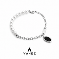 VANEZ Glass Pearl Enamel Charm Bracelet