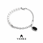 VANEZ Glass Pearl Enamel Charm Bracelet