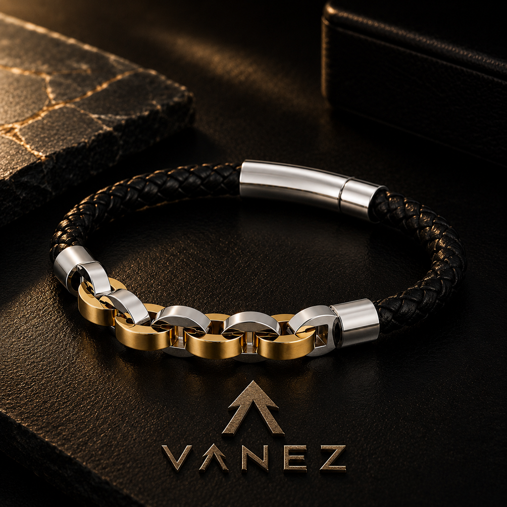 VANEZ Leather Chain Bracelet