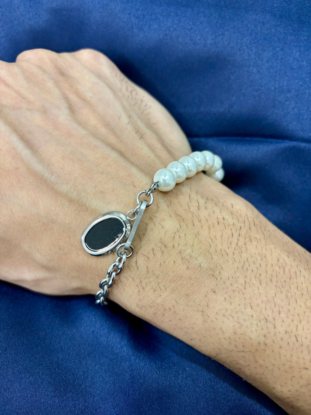 VANEZ Glass Pearl Enamel Charm Bracelet