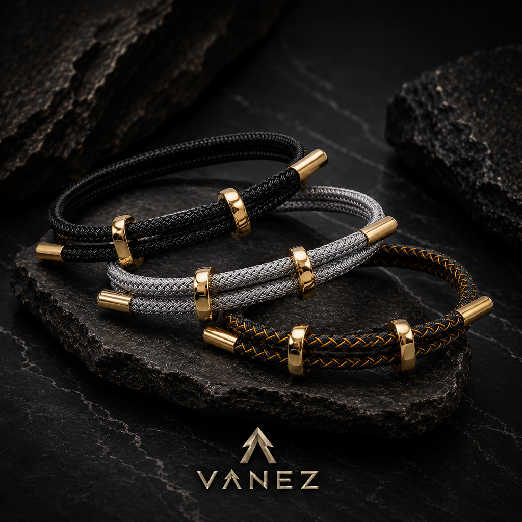VANEZ Gold Plated Buckle Rope Bracelet