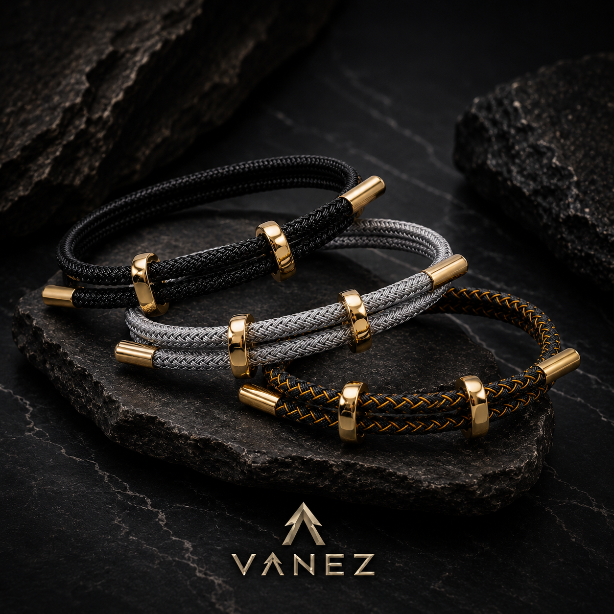 VANEZ Gold Plated Buckle Rope Bracelet