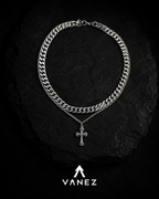 VANEZ Double Layer Cross Pendant Cuban Chain
