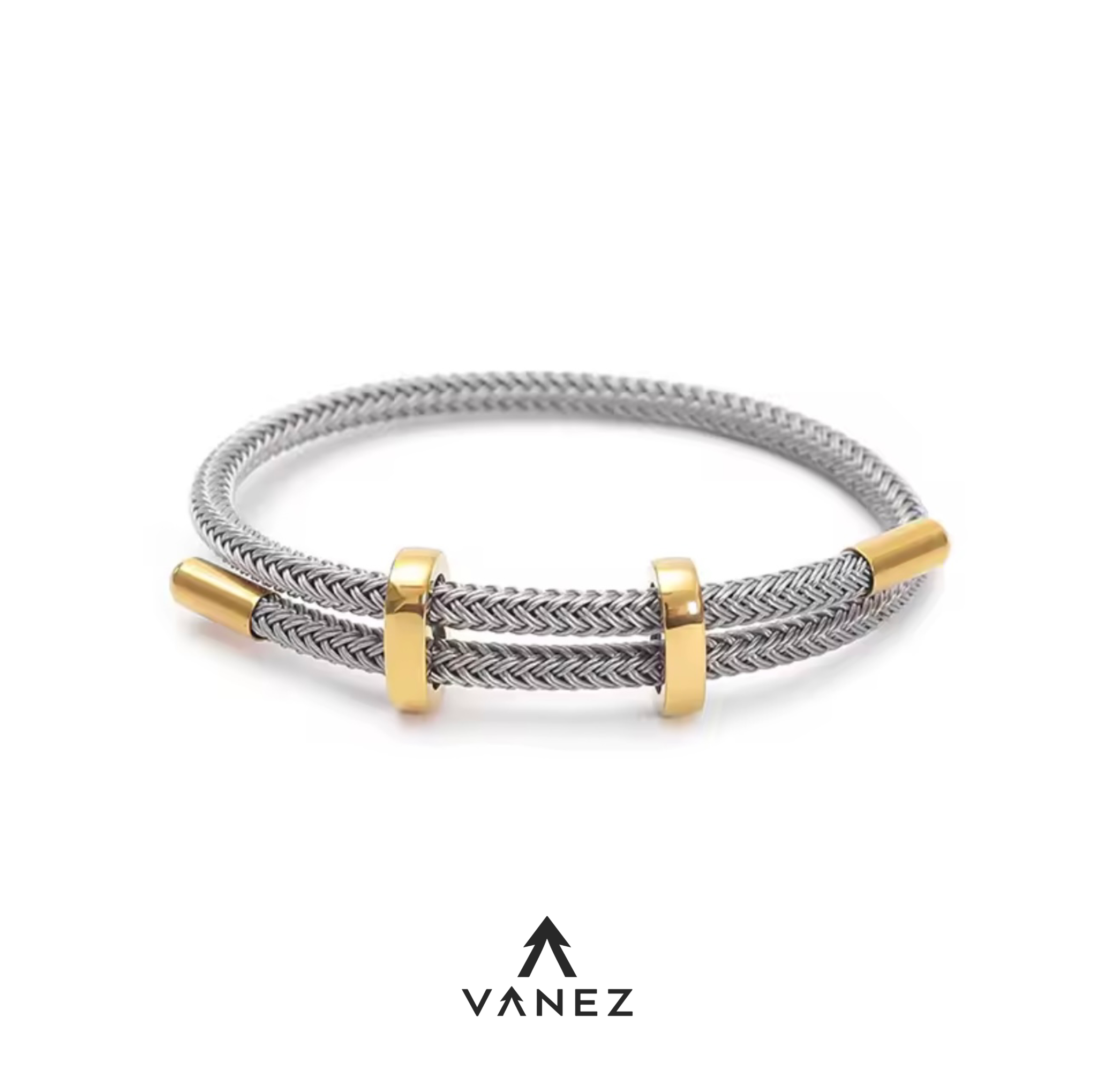 VANEZ Gold Plated Buckle Rope Bracelet