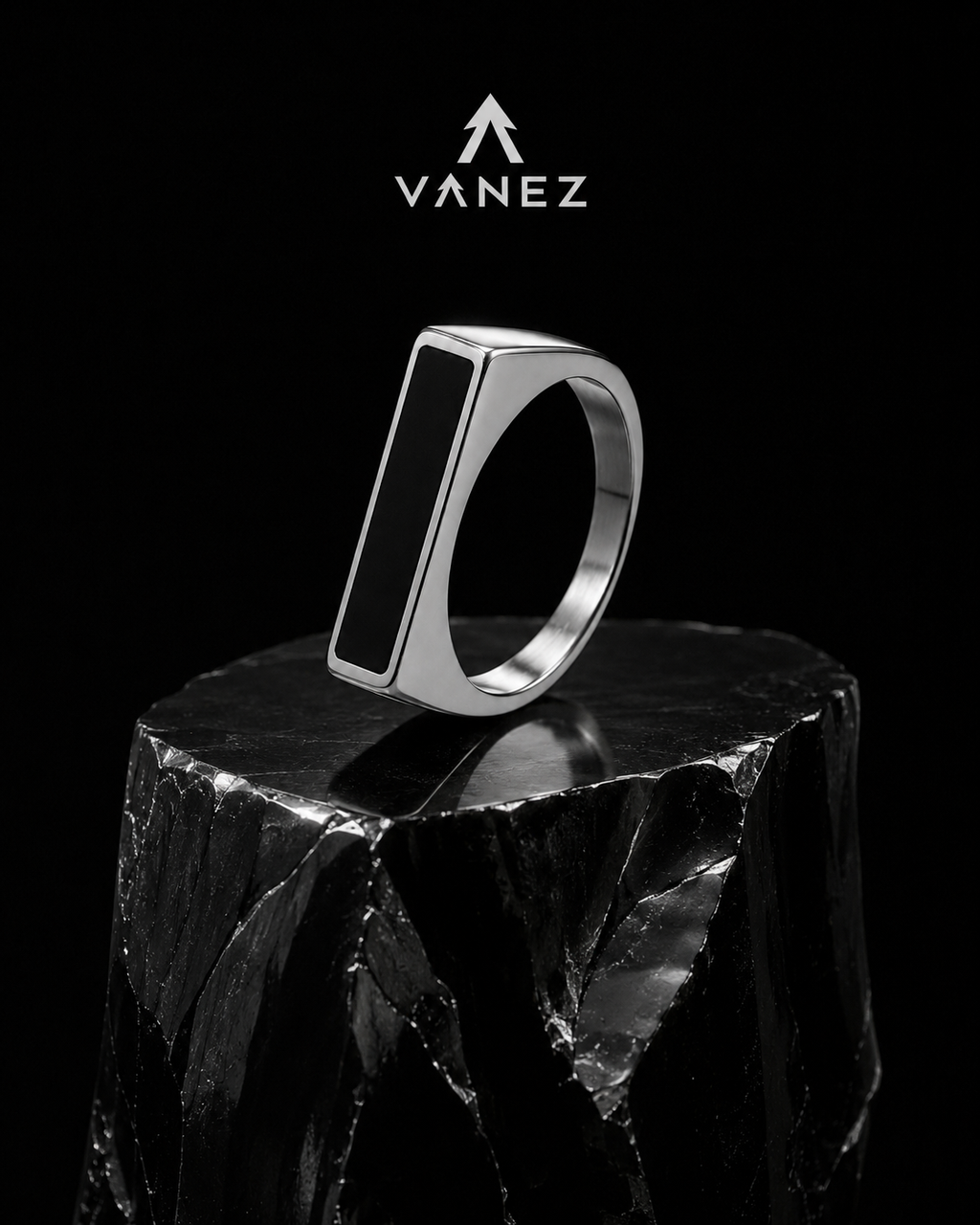 VANEZ Black Enamel Ring