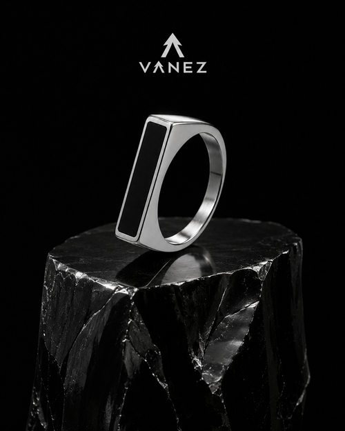 VANEZ Black Enamel Ring