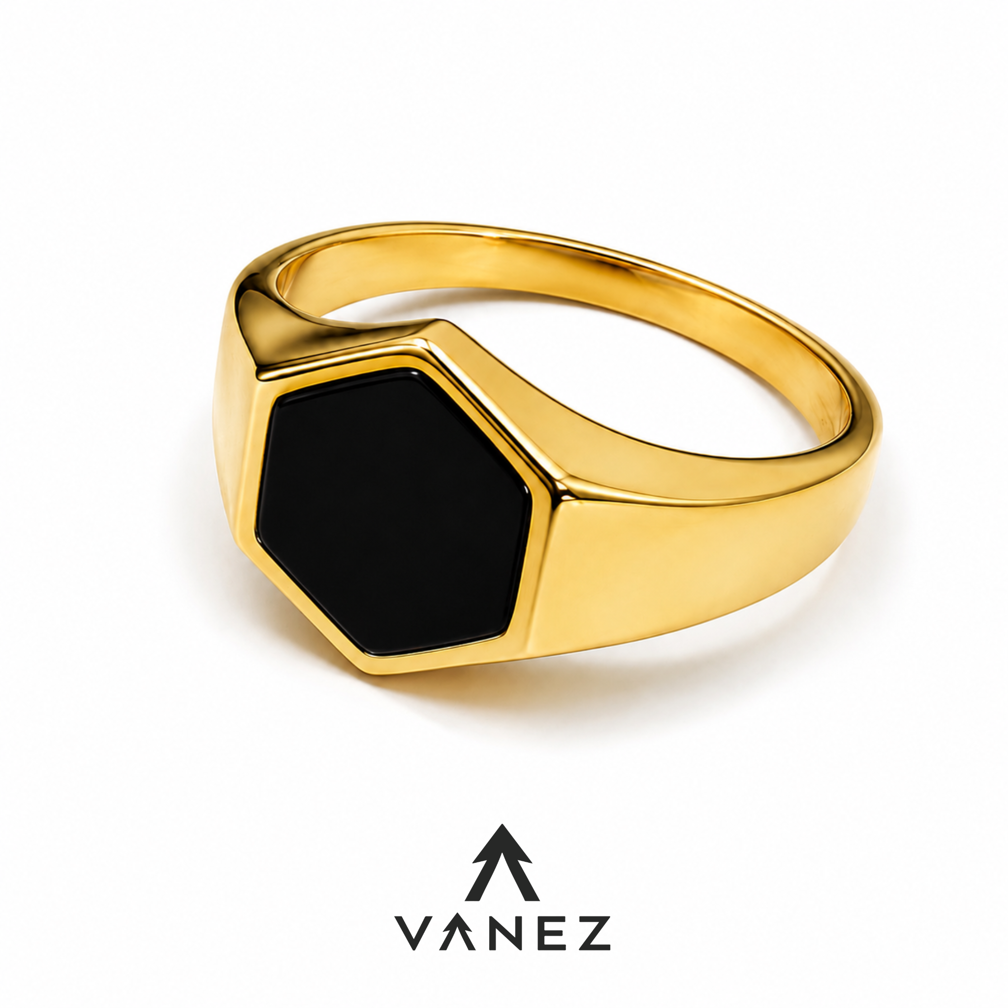 VANEZ Hexagon Matte Statment Ring