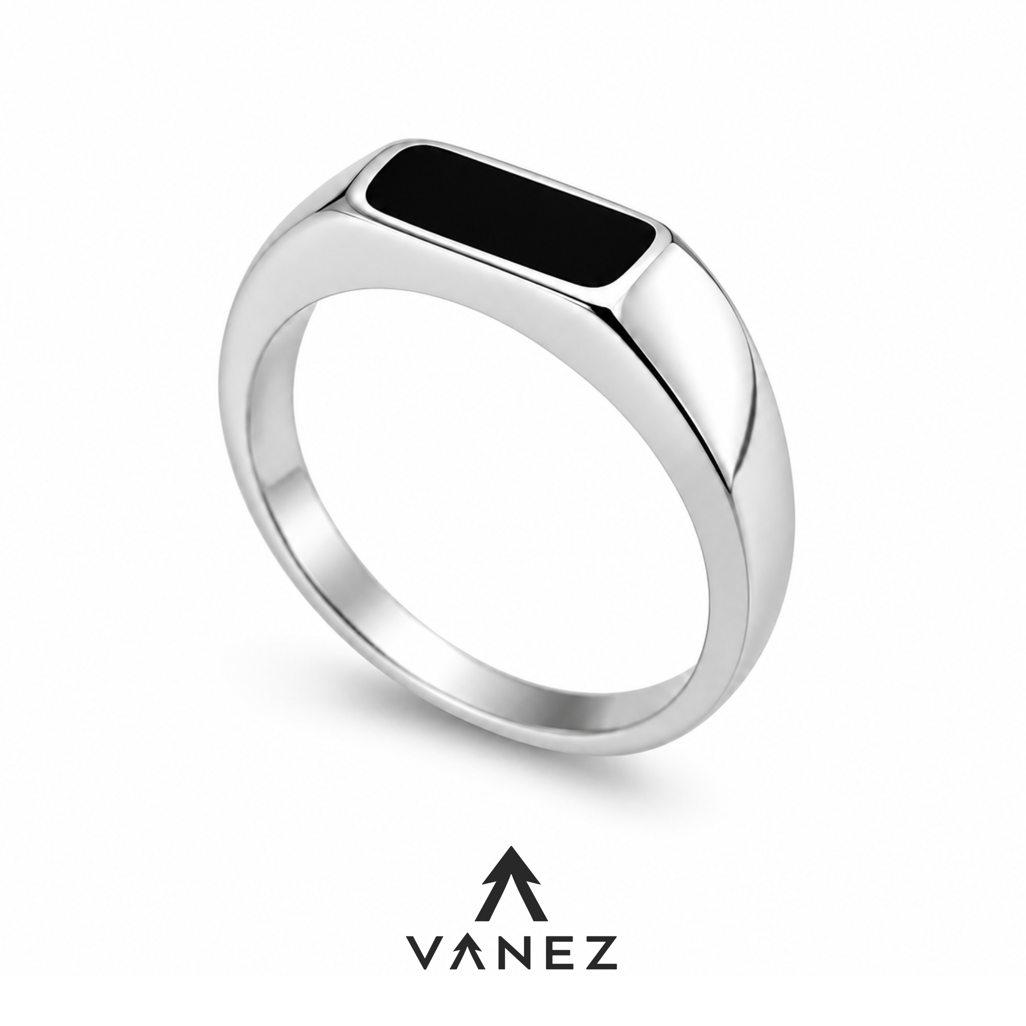 Black Enamel Rectangle Ring