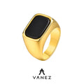 VANEZ Black Glass Stone Ring