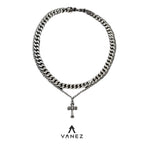 VANEZ Double Layer Cross Pendant Cuban Chain