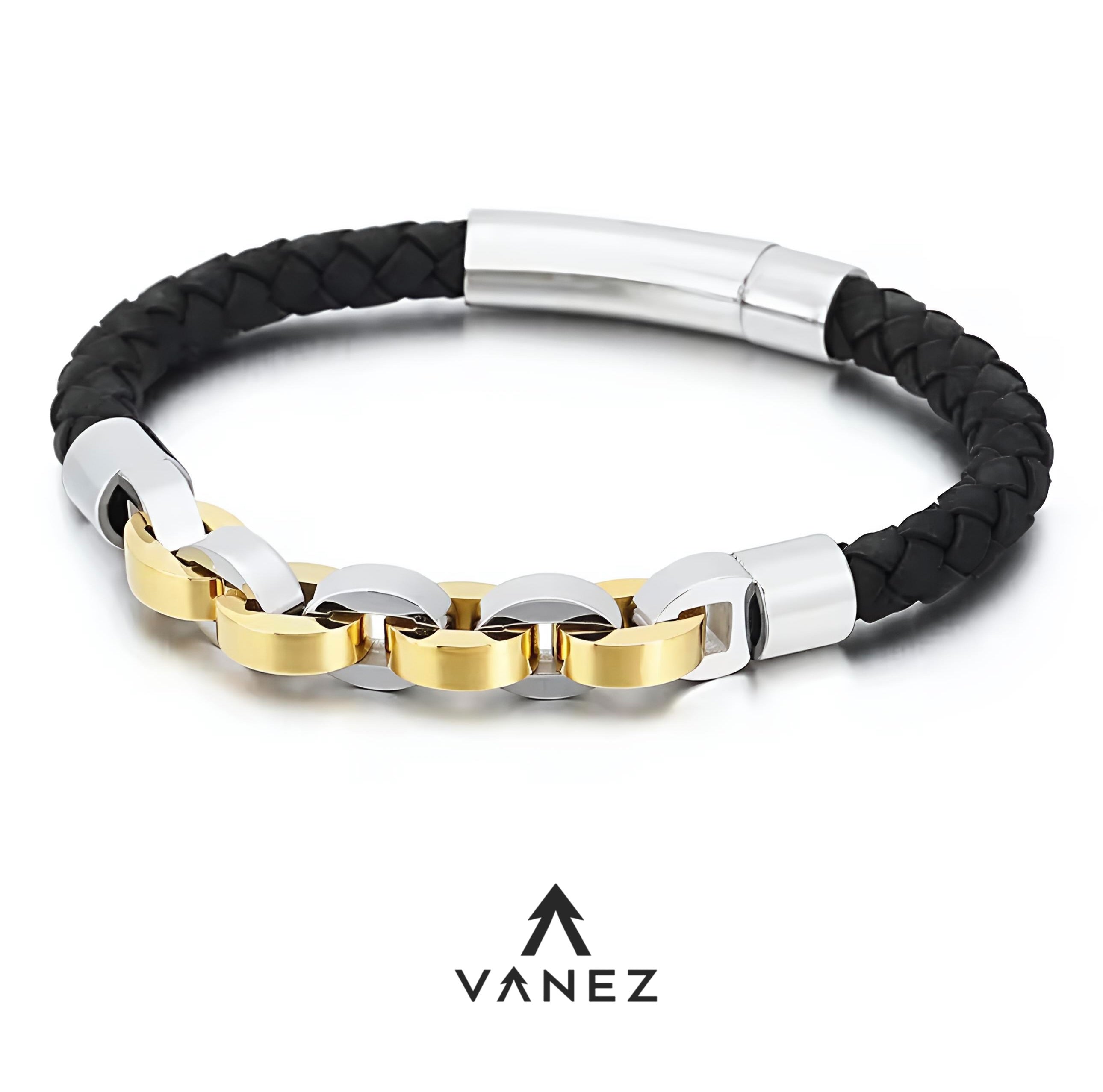 VANEZ Leather Chain Bracelet