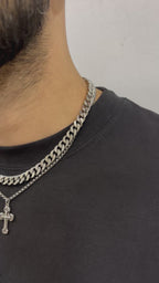 VANEZ Double Layer Cross Pendant Cuban Chain